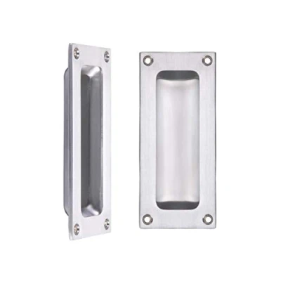 Image of Zoo Hardware FB90 Rectangular Recessed Flush Door Pull Handle 102 x 45mm (Satin Chrome)