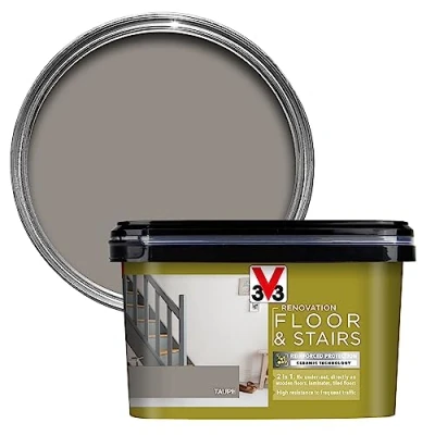 Image of V33 Renovation Floor &amp; Stairs Paint Taupe 2L Reinforced Protection High Resistance Washable Easy Maintenance For Wooden Floors, Laminates and Tiled Floors