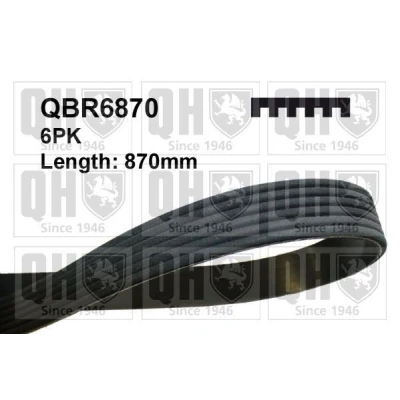 Image of 99919234750, 9A790313740 V ribbed belt QUINTON HAZELL QBR6870 870mm 6 MINI: Hatchback, Convertible, RENAULT: MASTER 2 Kasten, Bus