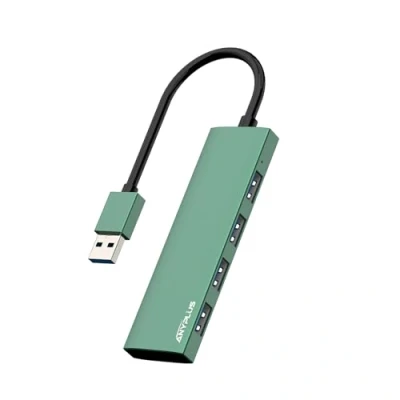 Image of ANYPLUS USB Hub, 3.0 Hub Aluminum Alloy Ultra Slim Splitter, Portable 4 Port Extender, for Laptop, PC, MacBook, iMac, Surface Pro, Mac Flash Drive, XPS 【Green】