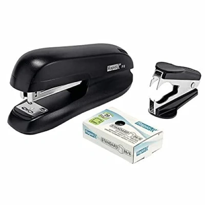 Image of Rapid Mini Stapler, 20 sheet capacity, Black, Ergonomic metal body, Uses staples 24/6 and 26/6, F6, 5000303