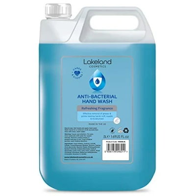 Image of Lakeland Cosmetics antibacterial soap hand wash 5L Litre refill bottle Vegan fragranced anti bacterial liquid wash, made in UK (1x 5 Litre)