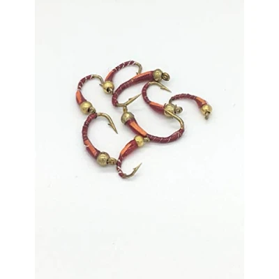 Image of Fly Fishing Red BeadHead Epoxy Buzzers 8 pack trout flies Size 10 14#DR1 G