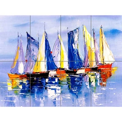 Image of Artery8 Boats Sailing At Sea XL Giant Panel Poster (8 Sections)