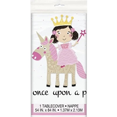 Image of Princess &amp; Unicorn Party Plastic Tablecloth, 7ft x 4.5ft