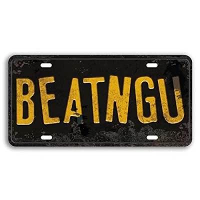 Image of Panguru Jeepers Creepers BEATNGU Embossed License Plate Replica, Vintage Distressed Style Prop Car Number Tag Memorabilia, 12x6 Inch
