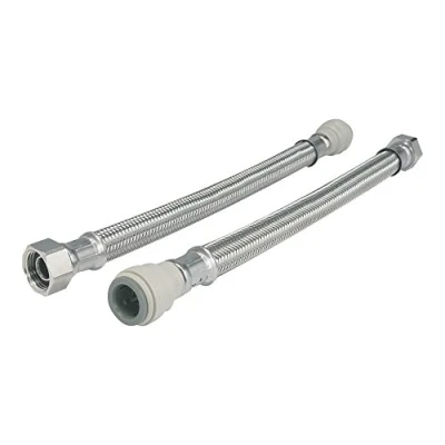 Image of JG Speedfit FLX35P Bsp Union Nut Flexible Hose, Silver, 3/8 Inch x 15 300 mm, Set of 2 Pieces