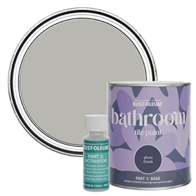 Image of Rust Oleum Grey Water Resistant Bathroom Tile Paint in Gloss Finish Tree 750ml