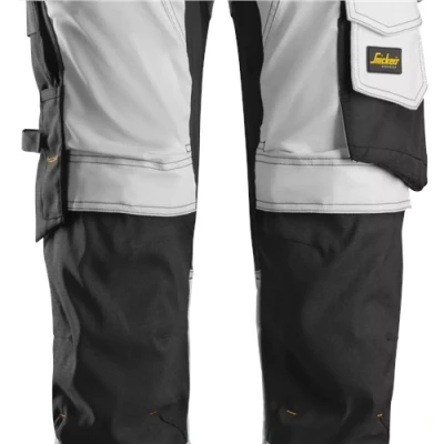 Image of Snickers AllroundWork Stretch Trousers Holster Pockets White/Black 48