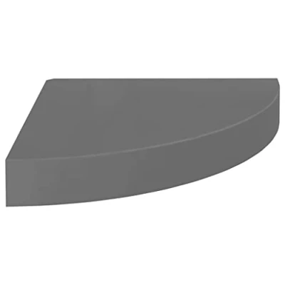 Image of vidaXL Floating Corner Shelf High Gloss Grey 25x25x3.8 cm MDF