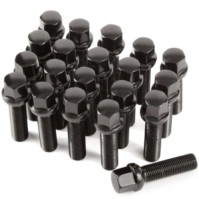 Image of GAsupply 20pcs Tapered Seat Alloy Wheel Bolts M14x1.5, 45mm Thread, 17mm Hex Replacement Bolt Kit for Most Audi Volkswagen (Black)