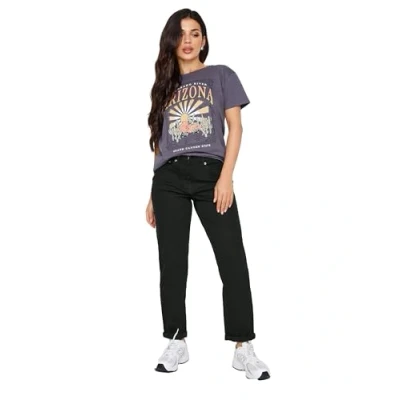 Image of PixieGirl Black Stretch Denim Mom Jeans Petite