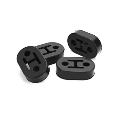 Image of QWORK® 4PCS Universal Car Exhaust Hanger, 2 Hole Bracket Rubber Muffler Hanger for Protecting System