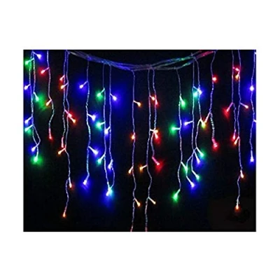 Image of Best Artificial Multi Coloured 2.4M/8ft LED Outdoor Icicle Waterproof Battery 8 Function with Timer String Lights Garden Party Fairy