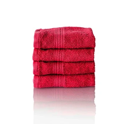 Image of ALCLEAR set of terry hand towels, range soft and highly absorbent OEKOTEX 100 certified, 5 colours &amp; sizes, colour: RED, 4 x guest towels 30 50 cm