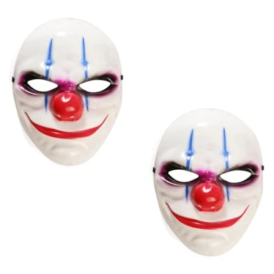 Image of Halloween Mask Clown Costume Adult Outfit Scary Spooky Horror Party Face Fancy Dress Cosplay For Men Women (Pack Of 2) (HM21)
