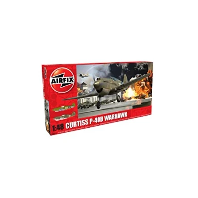 Image of Airfix Model Set A05130A Curtiss P 40B Warhawk Building Kit Plastic Plane Kits for Adults &amp; Children 8+, Includes Sprues Decals 1:35 Scale