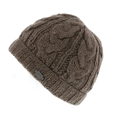 Image of Kusan 100% Wool Cable Knit Turn up Beanie hat (PK1528) (Taupe), One Size