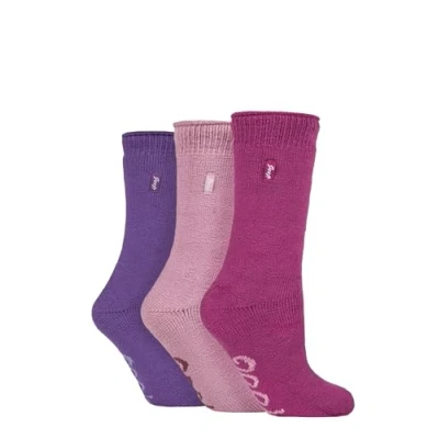 Image of Jeep Ladies Thermal Boot Socks &#039;Renegade&#039; 2.3 TOG Warm, Cushioned, Chunky for Outdoor Walking in Winter Size 4 8 3 Pair Multipack Pink Purple