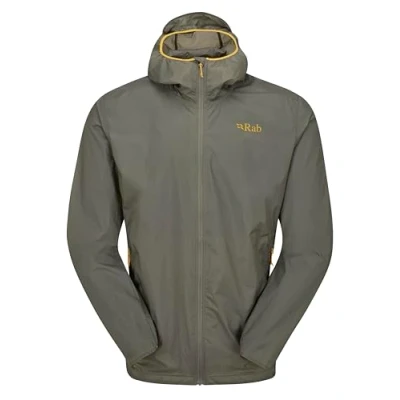 Image of Rab Men&#039;s Vital Hoody Ultralight Windproof Shell Jacket for Trekking, Trail Running, &amp; Climbing Light Khaki Large