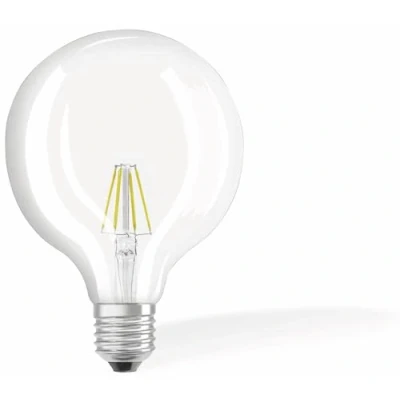 Image of OSRAM LED Retrofit classic GLOBE / lamp, ball shape, retro design, in filament style, with screw base: E27, 6.5 W, 220…240 V, 60 W replacement, clear, Warm White, 2700 K, 1pack