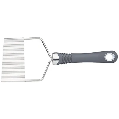 Image of KitchenCraft KCSGCH Professional Crinkle Potato Chip Cutter with Soft Grip Handle, 21.5 cm (8.5&quot;), Silver/Grey