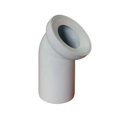 Image of White WC Toilet Waste Water Pan Connector Soil Pipe 110mm 45 Degree Elbow