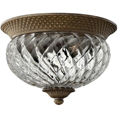Image of Plantation 2 Light Small Semi Flush Ceiling Pearl Bronze, E27