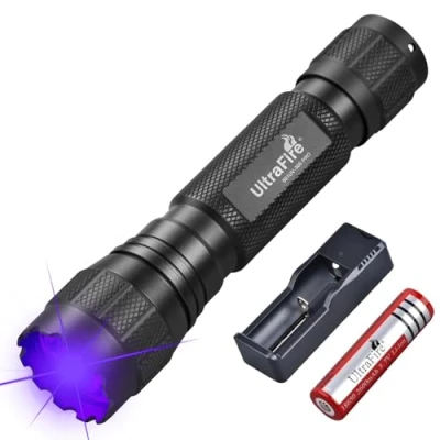 Image of ULTRAFIRE 365nm UV Torch, 10W Single Mode Black Light, Powerful LED Blacklight Small Light for Pet Urine Detection, Cure Resin, Rock Hunting, Detecting Scorpions 501UV 365 PRO