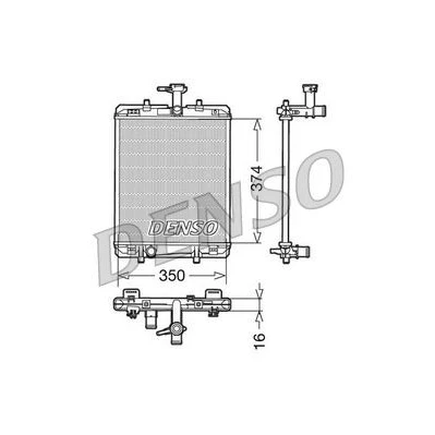 Image of 164000Q020 Engine radiator DENSO DRM21602 Aluminium 350mm 374mm 16mm CITROËN: C1 I, TOYOTA: Aygo, PEUGEOT: 107 Hatchback