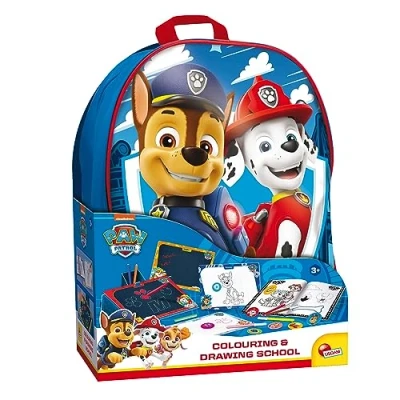 Image of Lisciani PAW PATROL COLOURING &amp; DRAWING SCHOOL IN A BACKPACK For Children Aged 3 and Up Includes Blackboards, Markers, Chalks, Stickers, Coloring Booklet