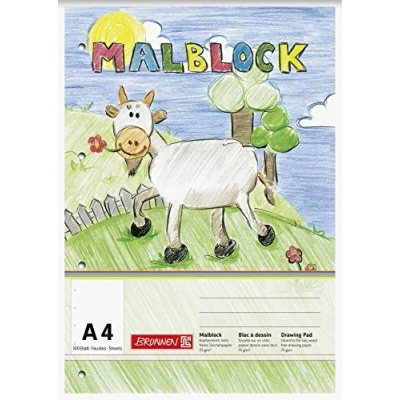 Image of Brunnen 104740701 Colouring pad, A4, 70 g/m², 100 Sheets, glued to The top, 4 Punched Holes
