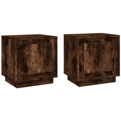 Image of vidaXL Bedside Cabinets 2 pcs Smoked Oak 44x35x45 cm Engineered Wood
