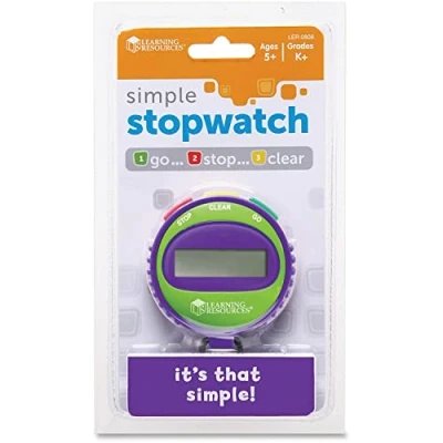Image of Learning Resources Simple 3 Button Stopwatch, Supports Science Investigations, Maths Exercises, Elapsed Time Tracking, Ages 5+, Mulitcoloured, Set of 1