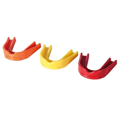 Image of Optimum Multi X Mouthguard Gum Shield Slim Fit with Case for Rugby Hockey Boxing MMA Martial Arts Judo Karate Taekwondo Contact Sports (Pack of 6), Yellow/Red/Orange, Junior