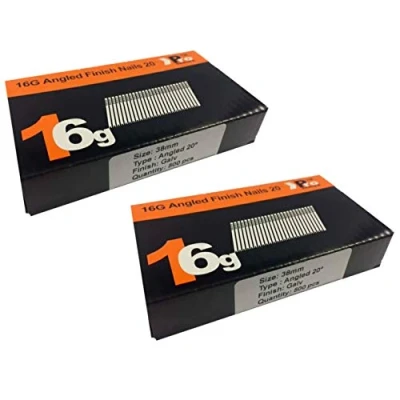 Image of (2 x 500) 1000 Nail 38mm 16g Angled 20 Compatible with Dewalt,Paslode,Hitachi ((2 38mm)