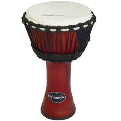 Image of World Rhythm MDJ002 RD 10 Rope Tuned Djembe Drum Red African Synthetic Hand