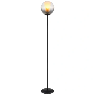 Image of Barry Glass Floor Lamp Matt Black Ball Smoke Shade 1x E27