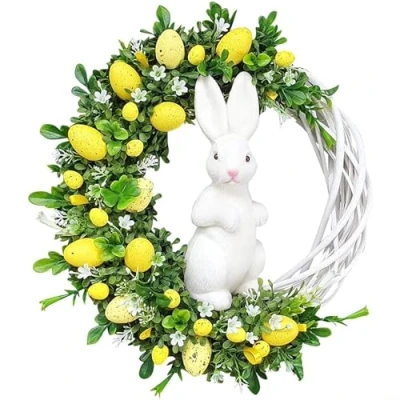 Image of Easter Wreath Decoration, Egg Artificial Flower Front Door Decoration(B)