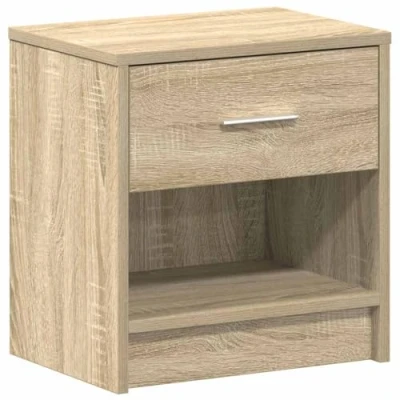 Image of vidaXL Bedside Cabinet with Drawer/Nightstand/Table Sonoma Oak Finish/Engineered Wood Ideal for Bedroom/Organizational Storage 39x28x41 cm