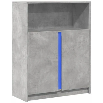 Image of vidaXL Sideboard with LED Lights Concrete Grey, Engineered Wood, 77x34x100 cm, Modern Storage Cabinet for Dining Room, Living Hallway