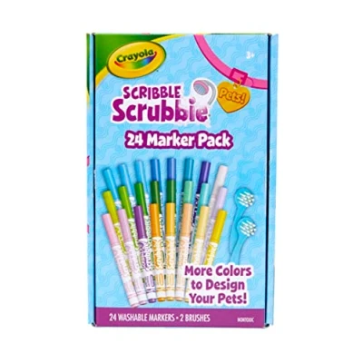 Image of CRAYOLA Scribble Scrubbie Pets Marker Set, 24 Washable Markers For Kids, Gifts Boys &amp; Girls [Amazon Exclusive]