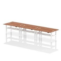 Image of Air B2B 1600x600mm Height Adjustable 6P Bench Desk CP Walnut/White