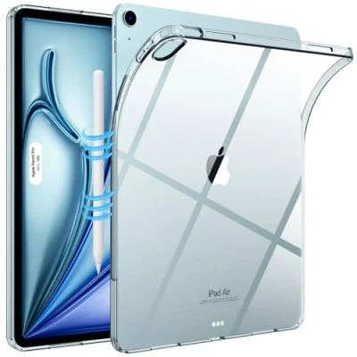 Image of TiMOVO for New iPad Air 13 inch (M2) 2024 Case Clear, Slim &amp; Lightweight TPU Transparent Back Protective Cover 13, Supports Pencil Pro and Pencil(USB C), Clear