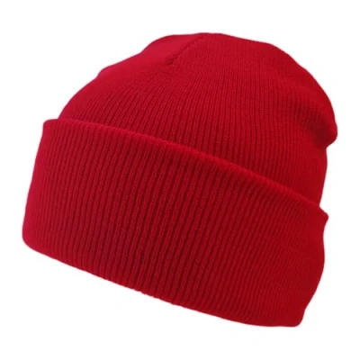 Image of Beanie Hat Plain Red Soft Comfortable Casual for Men Women Warm Knitted Winter Woolly Skully Ski Headwear