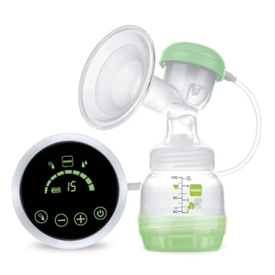 Image of MAM 2 in 1 Single Electric Breast Pump, Flexible Use and Manual Milk Comforting Silicone Green (Designs May Vary)