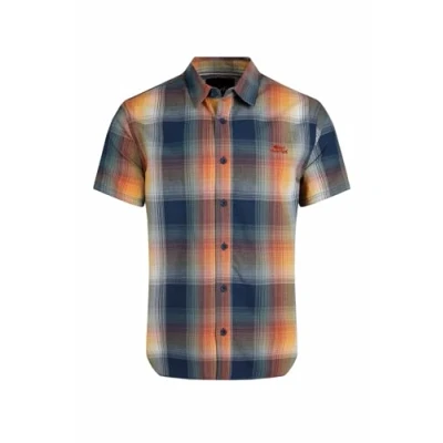 Image of Weird Fish Judd Organic Cotton Short Sleeve Check Shirt Ensign Blue Size S