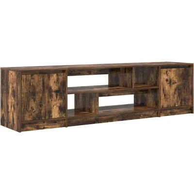 Image of vidaXL tv cabinet smoked oak modern entertainment center engineered wood 188.5x41x50 cm for living room/bedroom