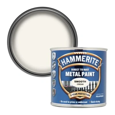 Image of Hammerite 5122058 Direct to Rust Metal Paint Smooth Cream Finish 250ML