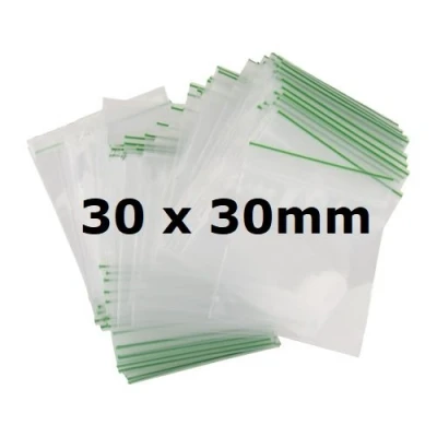 Image of 500X 30 x 30mm Heavy Duty Small Tiny Poly Plastic Sealy Grip Zip Lock Zipper Seal Gummy Bags Baggies BAGGYS (CPUK Exclusive)